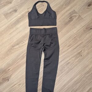 Black Sports Bra and Leggings Set